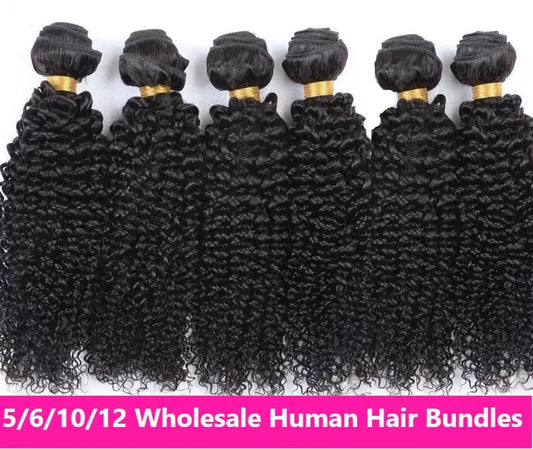 Wholesale 5/6/10/12 Bundles Brazilian Kinky Curly 10A Grade Human Hair Bundles