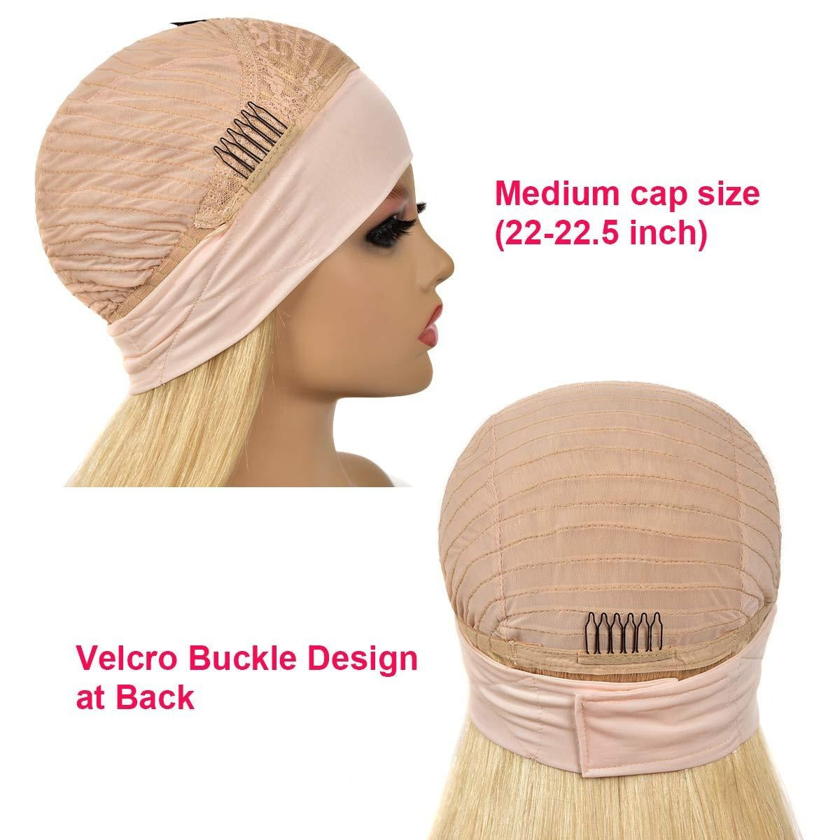 Straight 1B/613 Headband Human Hair Wigs For Black Women Blonde Scarf Wig